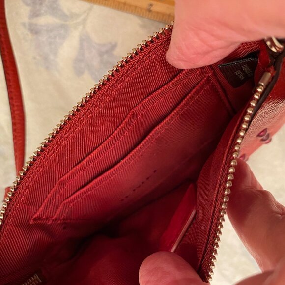 Nice COACH Leather Wristlet w/Studs 2 CC Slots Inside Red 6" x 4" Brand New - Picture 5 of 6
